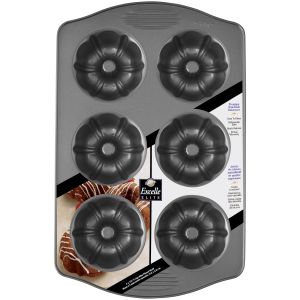 Excelle Elite Mini Fluted Bundt Pan 6 Cavity 4inchesX1.75inches 1 Pack of 1 Piece