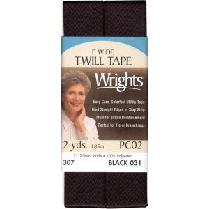 Wrights Twill Tape 1 inch X2yd Black