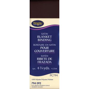 Wrights Single Fold Satin Blanket Binding 2 inch X4.75yd Seal Brown