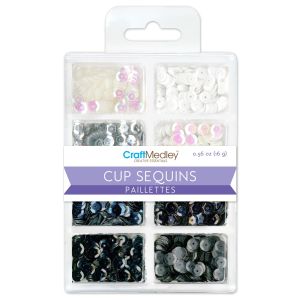 Cup Sequins 7mm .56ozBlack And White Classic