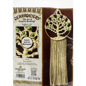 Design Works Zenbroidery Macrame Wall Hanging Kit 8 inch X24 inch Tree Of Life