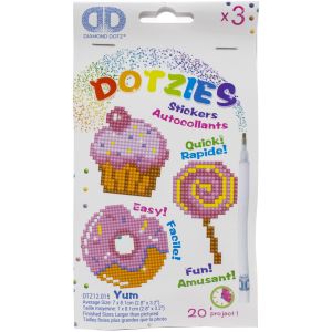Diamond Dotz DOTZIES Stickers Facet Art Kit Multi Pack Yum 3 Per Pkg