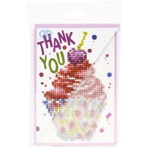 Diamond Dotz Diamond Art Greeting Card Kit 5 inch X7 inch Cupcake Thank You