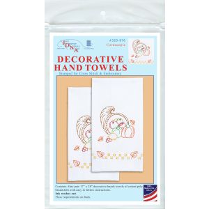 Jack Dempsey Stamped Decorative Hand Towel Pair 17 Inch X28 Inch Cornucopia