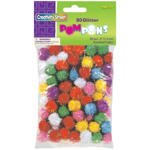 Glitter Pom-Pons Variety Pack 80 Per Pkg -Assorted