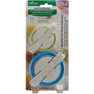 Clover Pom Pom Makers Large 2.5 inch and 3.375 inch 2 Per Pkg