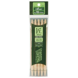 Takumi Bamboo Double Point Knitting Needles 7 inch 5 Per Pkg Size 15 10mm