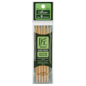 Takumi Bamboo Double Point Knitting Needles 5 inch 5 Per Pkg Size 9 5.5Mm