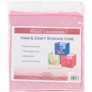 Innovative Home Creations Yarn and Craft Storage Cube Pink 12 inchX12 inchX12 inch 1 Pack of 1 Skein