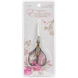 Sullivans Heirloom Embroidery Scissors 4 inch Gunmetal and Gold Teardrop Handle