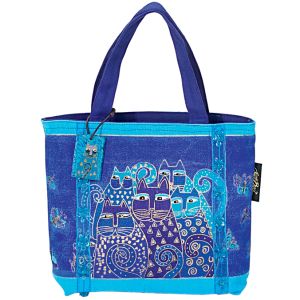 Laurel Burch Mini Bag 11 inch X3 inch X8 inch Indigo Cats