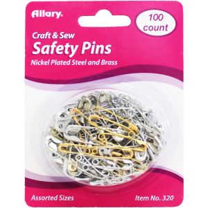 Allary Safety Pins 100 Per Pkg -Assorted Sizes