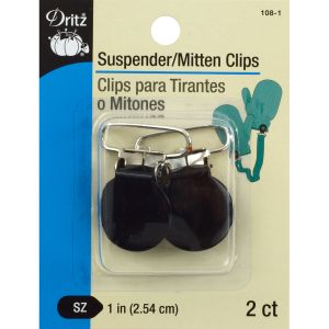 Dritz Suspender & Mitten Clips 2 Per Pkg -Black