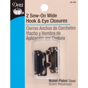 Dritz Sew On Wide Skirt Hook and Eye Closures 2 Per Pkg Black and Nickel