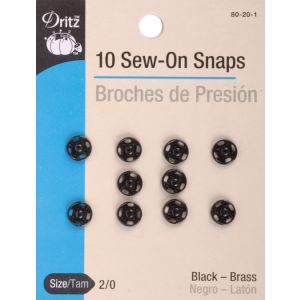Dritz Sew On Snaps 10 Per Pkg Black Size 2 Per 0