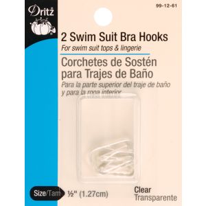 Dritz Swimsuit Bra Hook 1 2 inch Wide 2 Per Pkg Clear