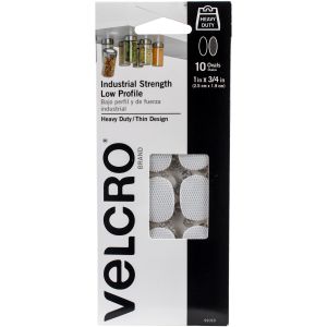 Velcro(R) Brand Industrial Strength Coins 1 inch X.75 inch 10 Per Pkg -White