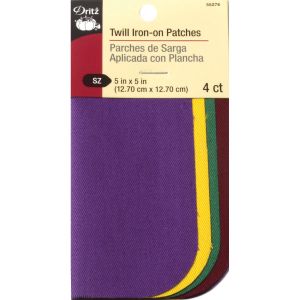 Dritz Iron On Twill Patches 5 inch X5 inch 4 Per Pkg School Colors