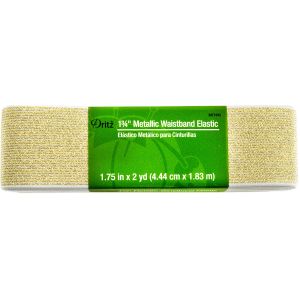Dritz Metallic Waistband Woven Elastic 1 3 4 inch X2yd White W Gold