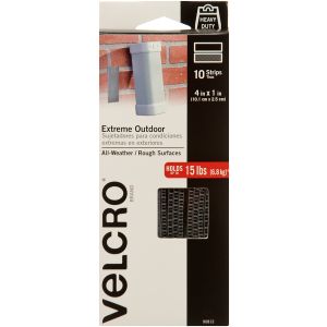 VELCROR Brand Extreme Outdoor Strips 1 inch X4 inch 10 Per Pkg Titanium