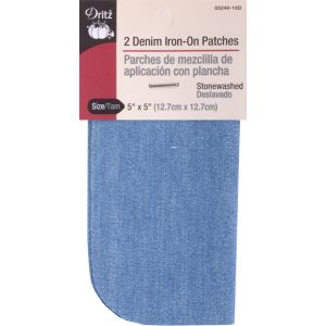 Dritz Iron-On Patches 5 inch X5 inch 2 Per Pkg -Stonewash Denim