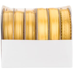 Offray Spool O Ribbon Woven Edge Solid Assortment 24 Per Pkg Yellow Gold