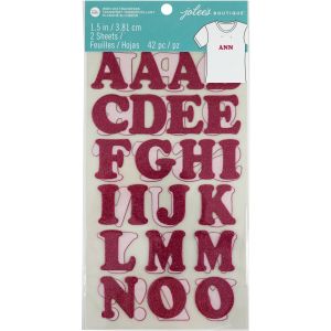 Jolee s Iron On Letters 1.5 inch Pink Glitter