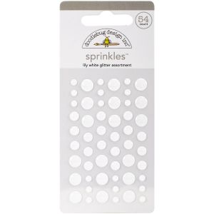 Doodlebug Sprinkles Adhesive Glitter Enamel Dots 54 Per Pkg -Lily White