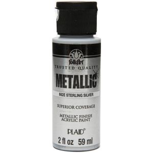 FolkArt Metallic Acrylic Paint 2oz Silver Sterling