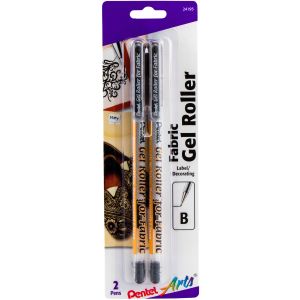 Gel Roller Fabric Pens 1Mm 2 Per Pkg Black