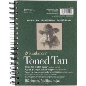 Strathmore Toned Sketch Spiral Paper Pad 5.5 inch X8.5 inch Tan 50 Sheets