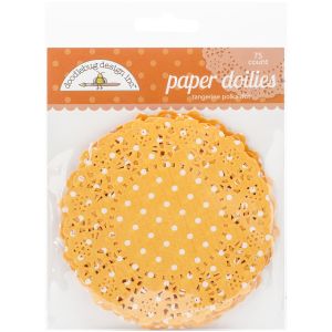 Doodlebug Doilies 4.5 inch 75 Per Pkg Tangerine Polka Dot