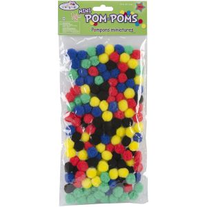 Mini Pom Poms .5 inch 150 Per Pkg Primary