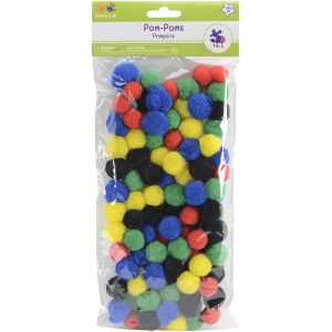 Pom Poms .75 inch 100 Per Pkg Primary