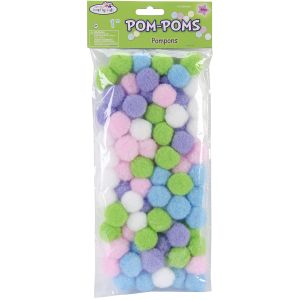 Pom-Poms 1 inch 80 Per Pkg -Pastel