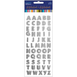 Mark Richards Crystal Stickers Glitter Alphabet 55 Per Pkg Silver