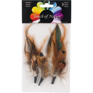 Feather Picks 4.5 inch 3 Per Pkg Natural Badger Hackle and Pheasant