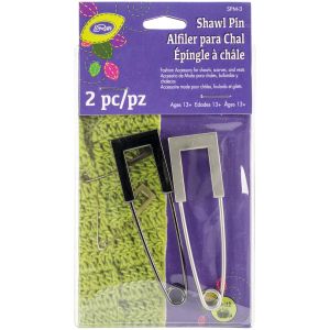 LoRan Metal Shawl Pin 2 Per Pkg -Gun Metal & Nickel Square Head