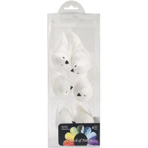 Mushroom Birds W Clip 3 inch 6 Per Pkg White Doves