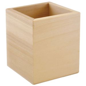 Wooden Pen and Pencil Tub 3.5 inch Square