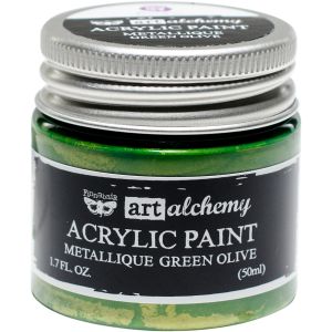 Finnabair Art Alchemy Acrylic Paint 1.7 Fluid Ounces-Metallique Green Olive