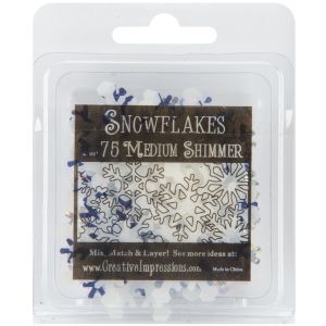 Medium Shimmer Snowflakes 1.25 inch 75 Per Pkg 