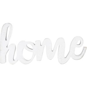Mix The Media Wood Script Words-Home, White