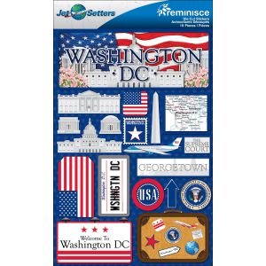 Reminisce Jet Setters State Dimensional Stickers 4.5 inch X7.5 inch Washington D.C.