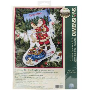 Dimensions Counted Cross Stitch Kit 16 inch Long Checking His List Stocking 14 Count