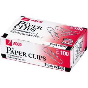 ACCO Economy #1 Paper Clips 100 Per Pkg -Smooth Finish 1.28 inch 