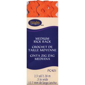 Wrights Medium Rickrack .5 inch X2.5yd Orange Peel