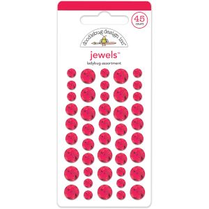 Doodlebug Adhesive Jewels 6mm 8mm and 10mm 45 Per Pkg Ladybug