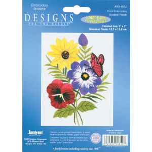 Janlynn Embroidery Kit 5 inch X7 inch Floral Stitched In Floss