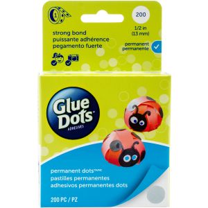 Glue Dots Clear Dot Roll Permanent .5 inch 200 Per Pkg